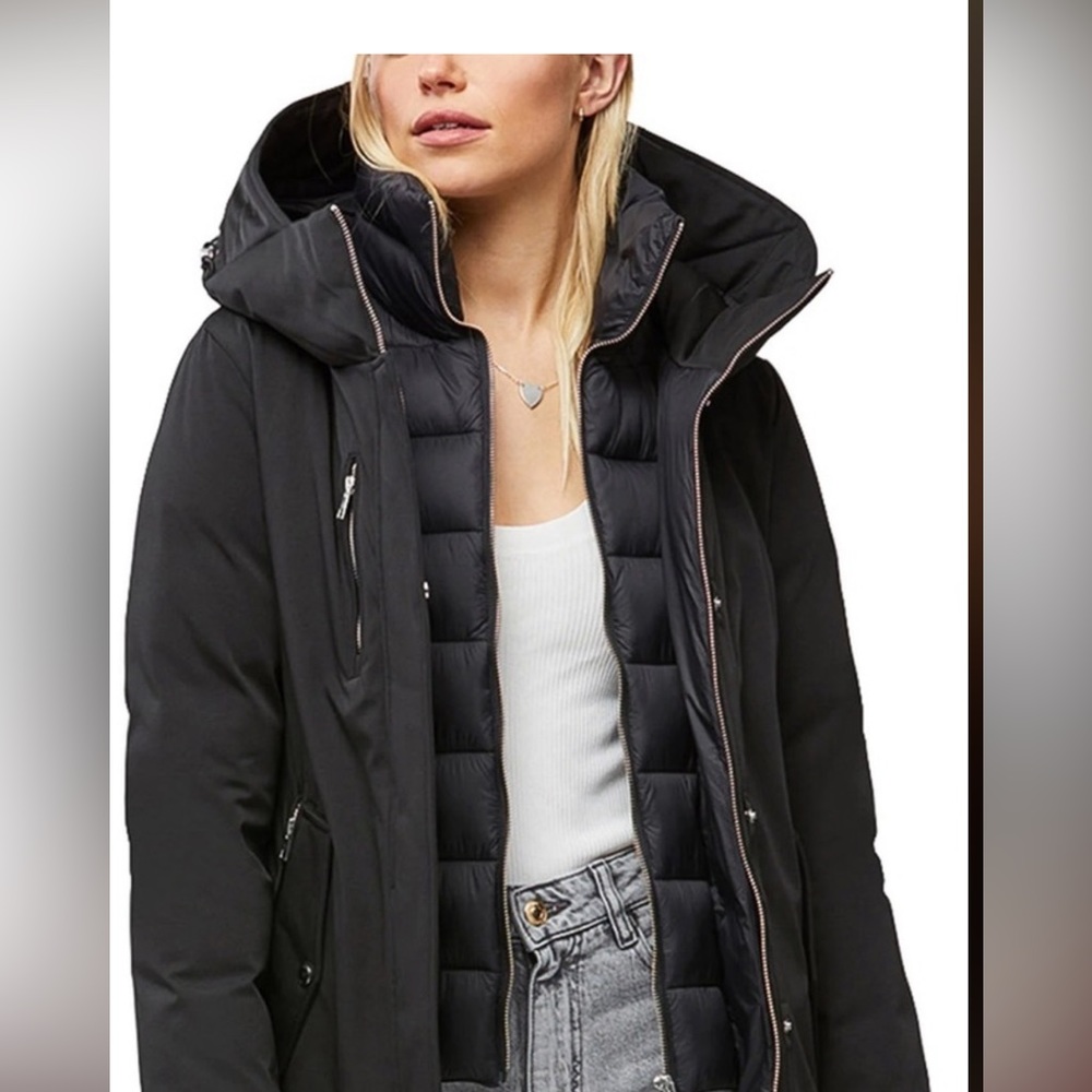 New with tags  SOIA & KYO Belinda down parka dark blue Large